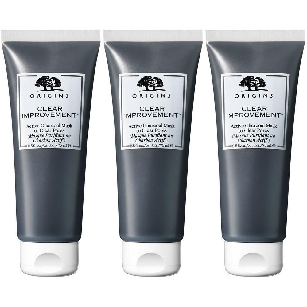 Trois tubes de Masque Purifiant au Charbon Actif Origins Clear Improvement™.
