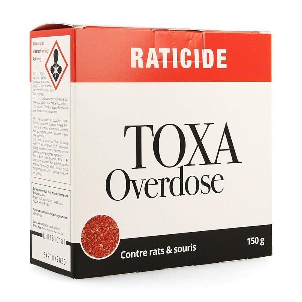 Toxa Overdose Raticide, 150g appât contre rats et souris.