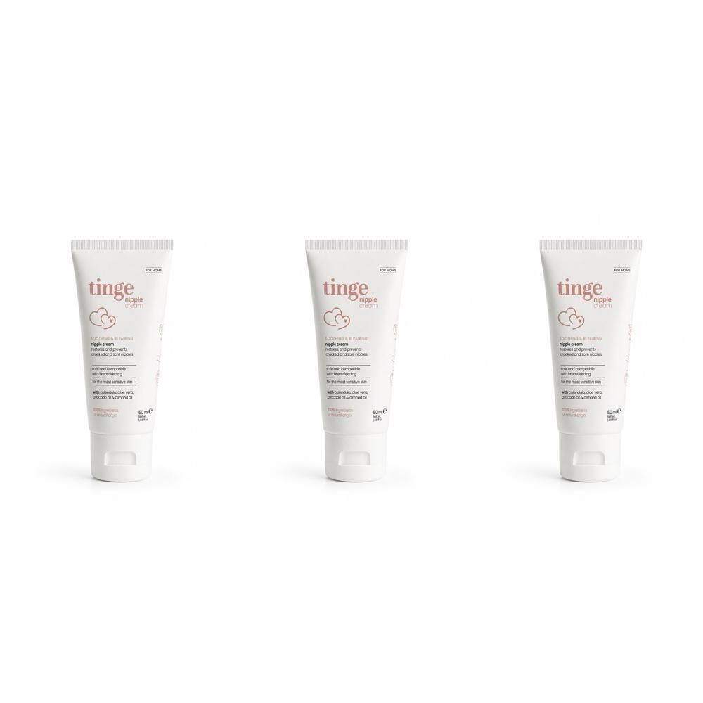 Trois tubes de crème pour mamelons Tinge côte à côte.