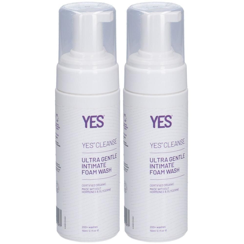 Deux flacons de mousse lavante intime ultra douce Yes® Cleanse.