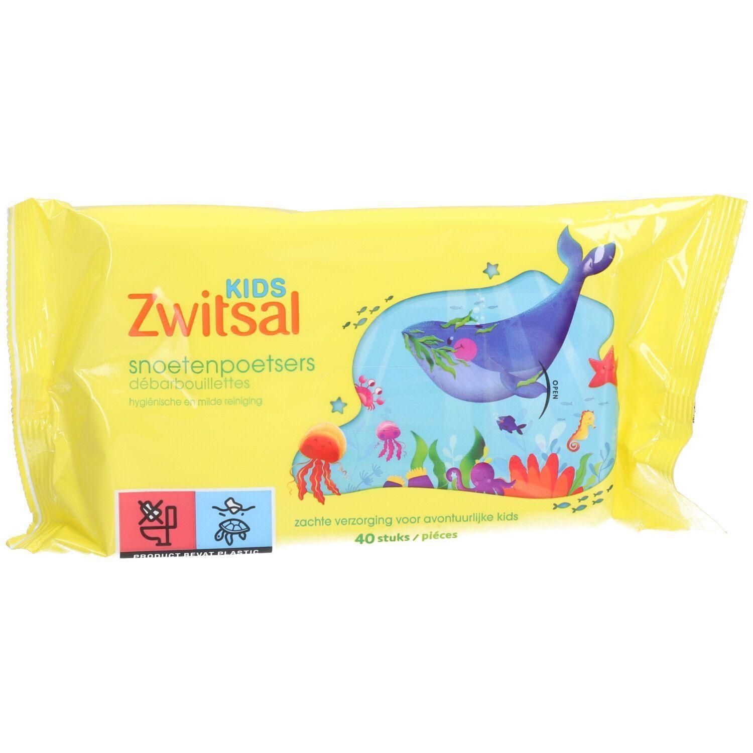 Zwitsal Kids vochtige doekjes met walvis afbeelding, 40 stuks.