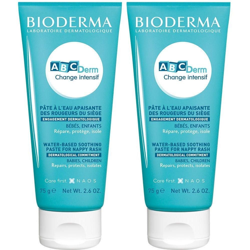 Deux tubes de Bioderma ABCDerm Change Intensif, 75g.