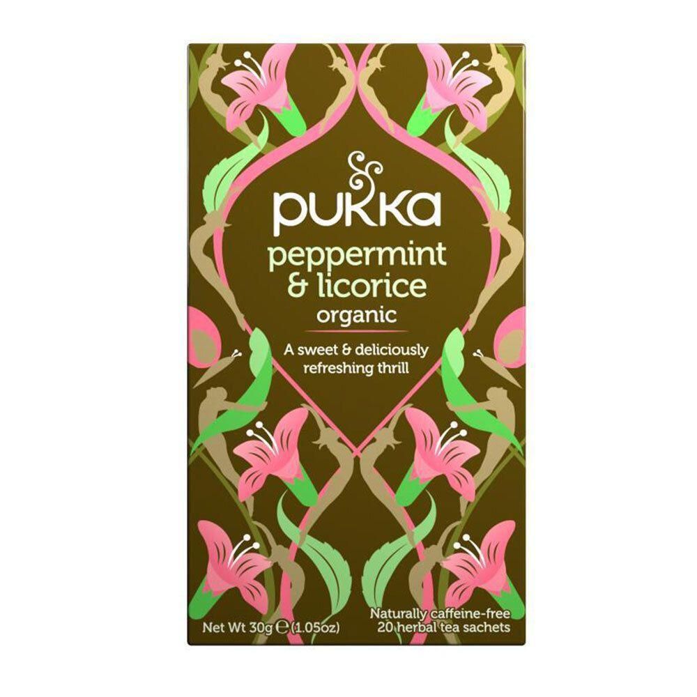 Pukka Thé Menthe Poivrée & Réglisse Bio. 20 sachets.