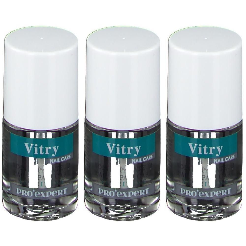Trois flacons de soin des ongles Vitry Pro Expert.