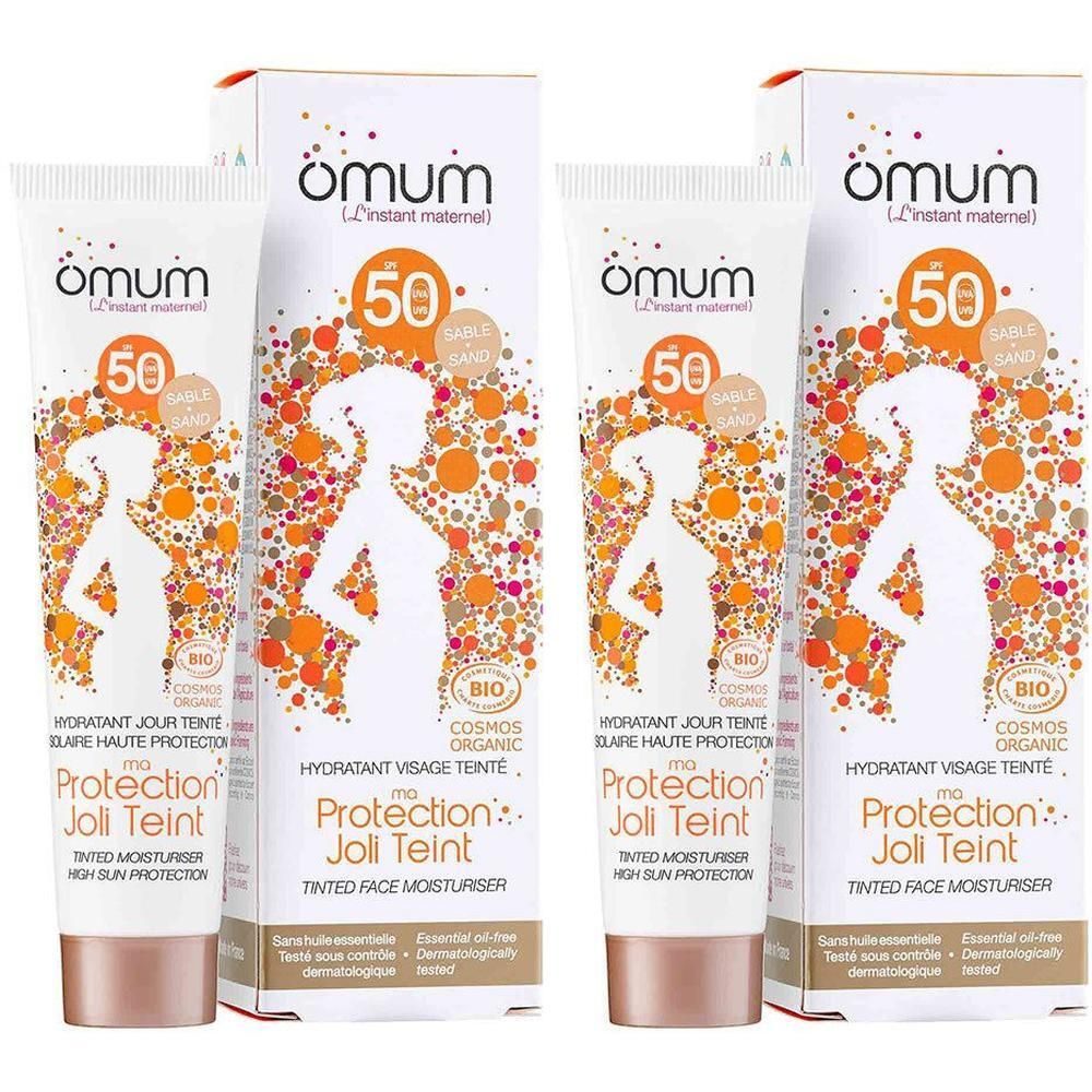 Twee tubes en dozen van omum my Protection Joli Teint SPF 50.