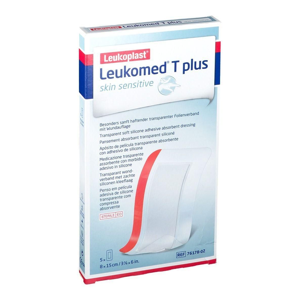 Leukomed T plus Peau sensible: Pansement transparent avec silicone adhésif, 8x15cm.