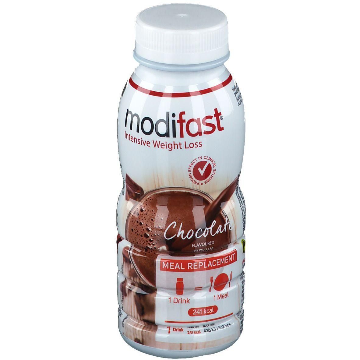 Modifast Chocolade maaltijdvervangende drank, 241 kcal per portie.