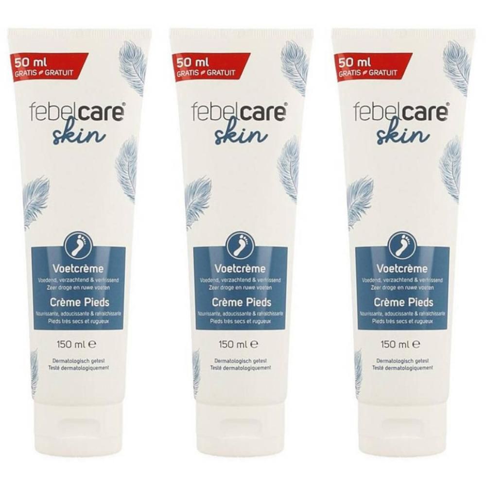 Drie tubes Febelcare voetcrème, elk 150 ml.