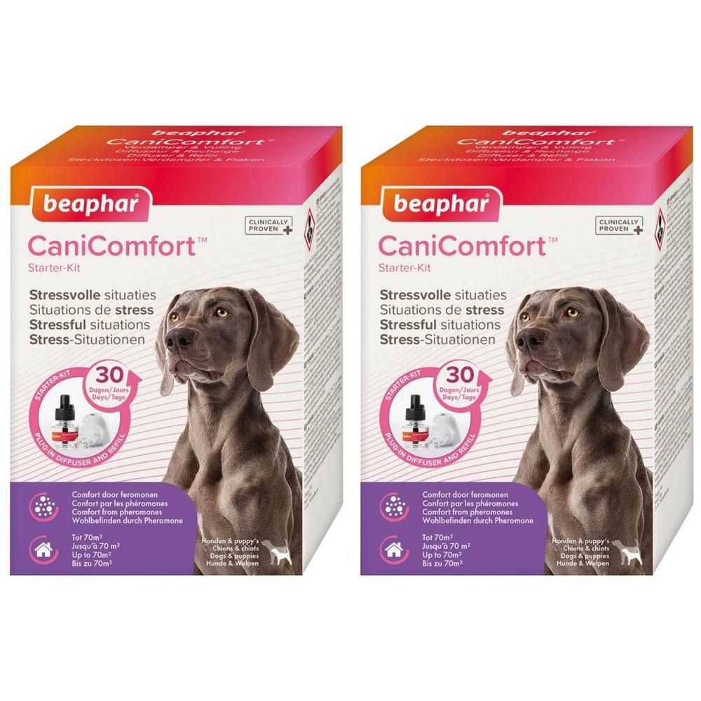 Kit de démarrage Beaphar CaniComfort avec diffuseur et recharge 30ml, pour chiens stressés.