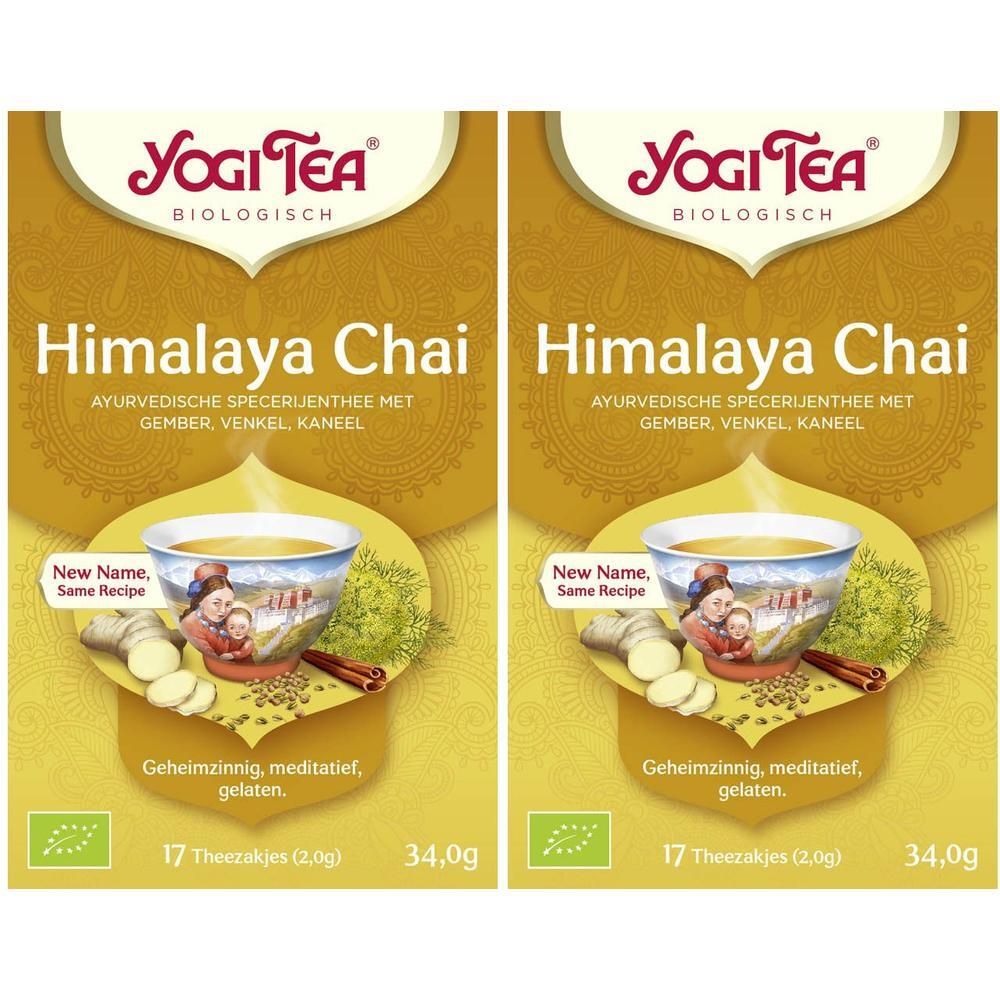 Twee pakken Yogi Tea Himalaya Chai biologische kruidenthee met specerijen, gember, venkel, kaneel.