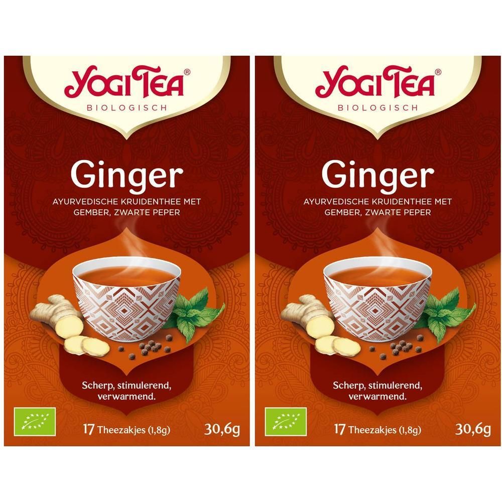 Yogi Tea Gember: 17 zakjes kruidenthee met gember, zwarte peper. Biologisch gecertificeerd.