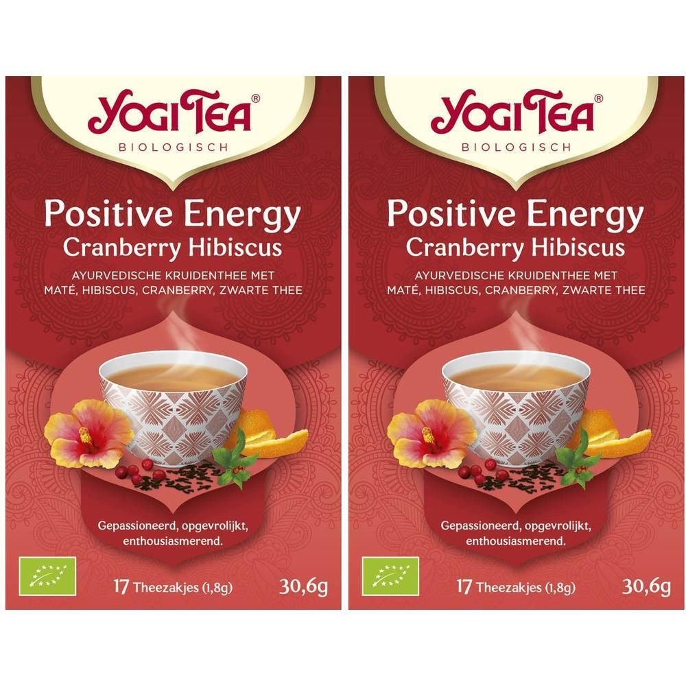 Yogi Tea Positive Energy Cranberry Hibiscus Bio, 17 theezakjes.