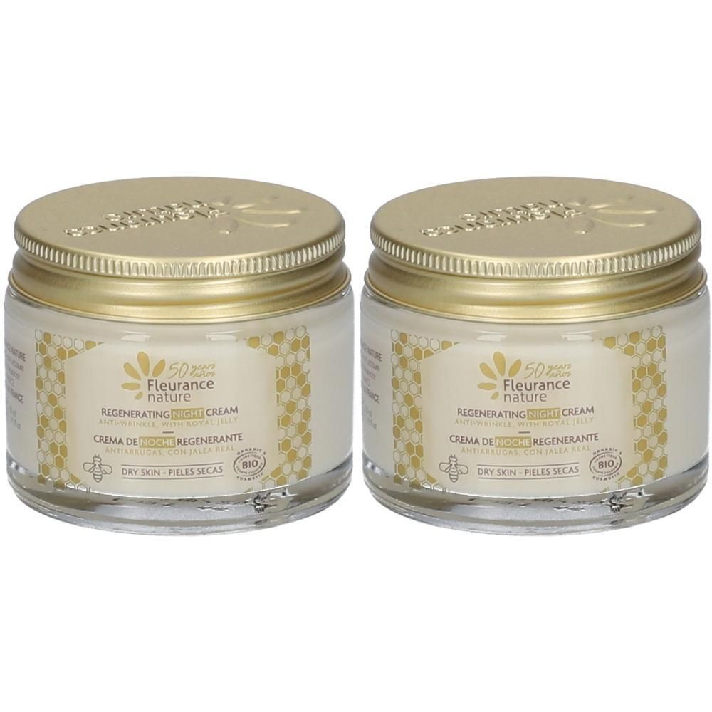 Twee potten Fleurance Nature Regenererende Nachtcrème met Royal Jelly Bio.