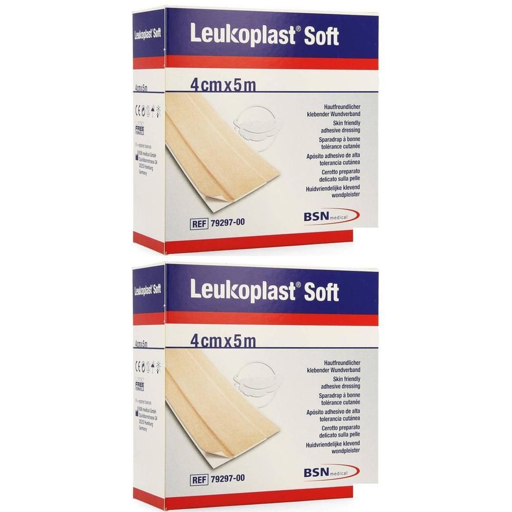 Rouleau de pansement Leukoplast Soft, 4cm x 5m, hypoallergénique, adhésif.