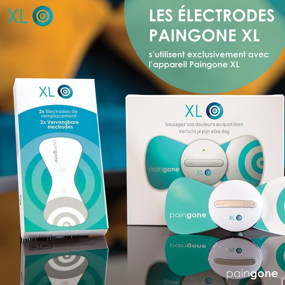 Emballage et électrodes pour Paingone XL. Contient 2x électrodes de remplacement.