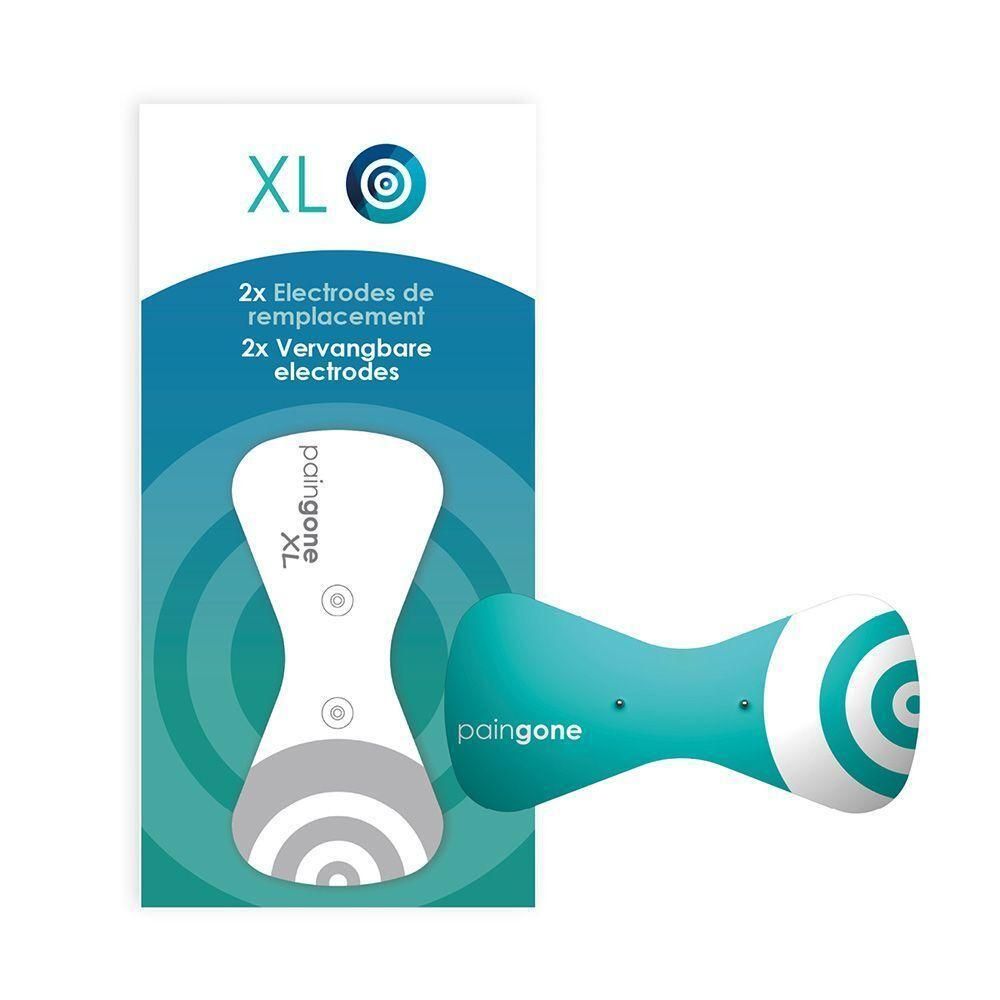 Électrodes de remplacement Paingone XL dans leur emballage et individuellement.