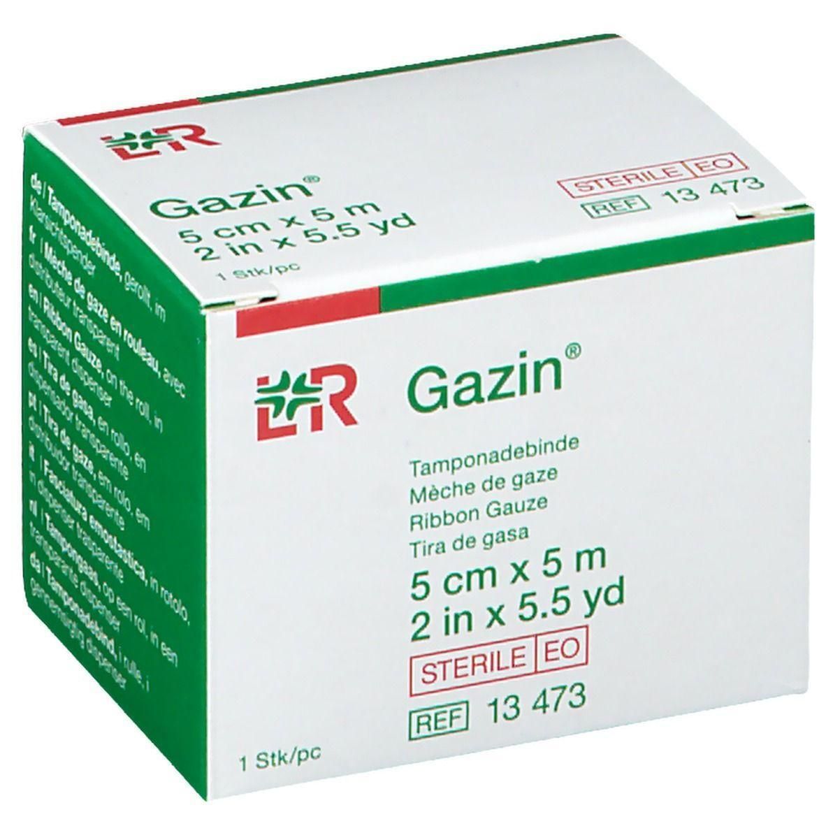 Gazin gaas, 5 cm x 5 m, steriel.