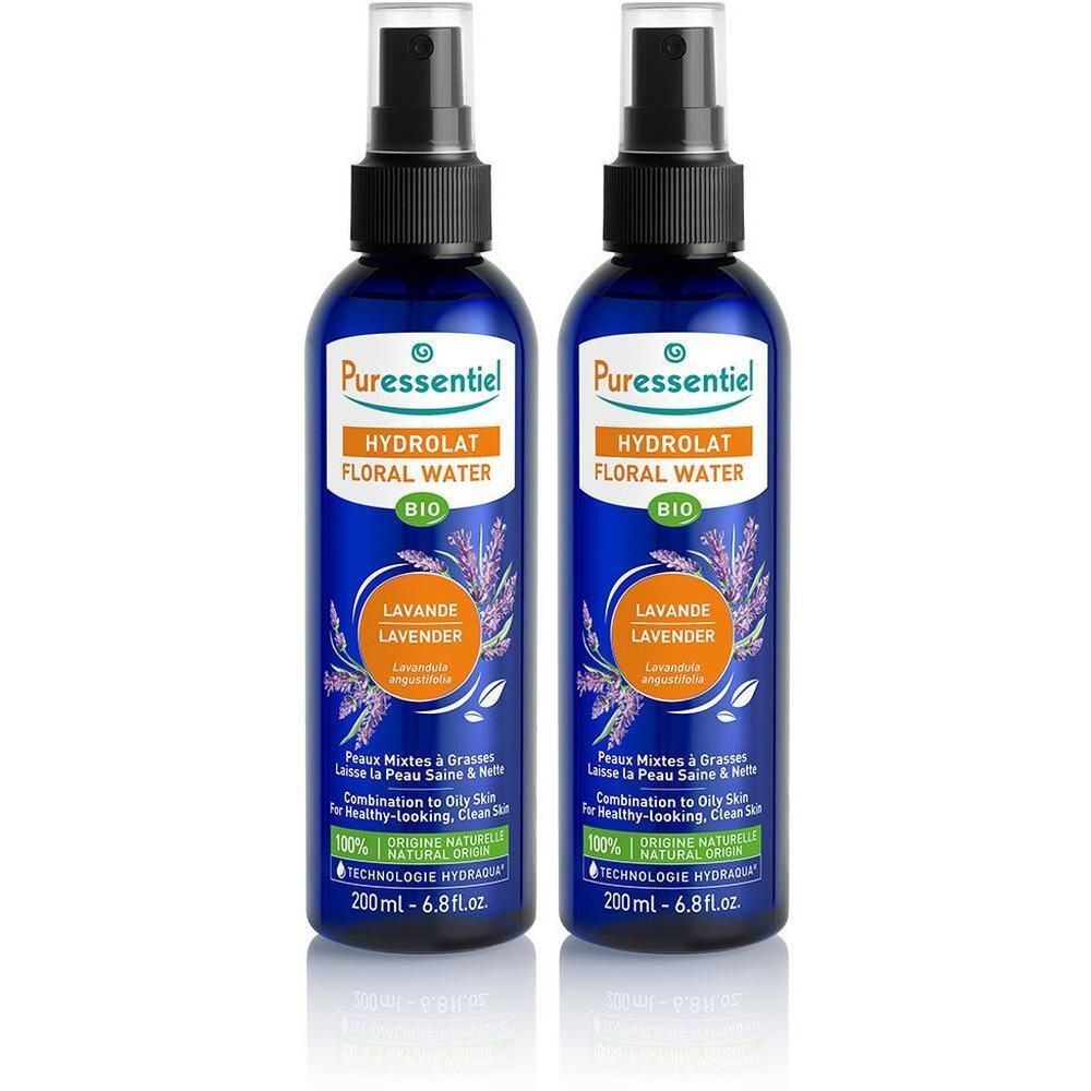 Deux flacons de Puressentiel Hydrolat Floral Lavande Bio, 200ml.