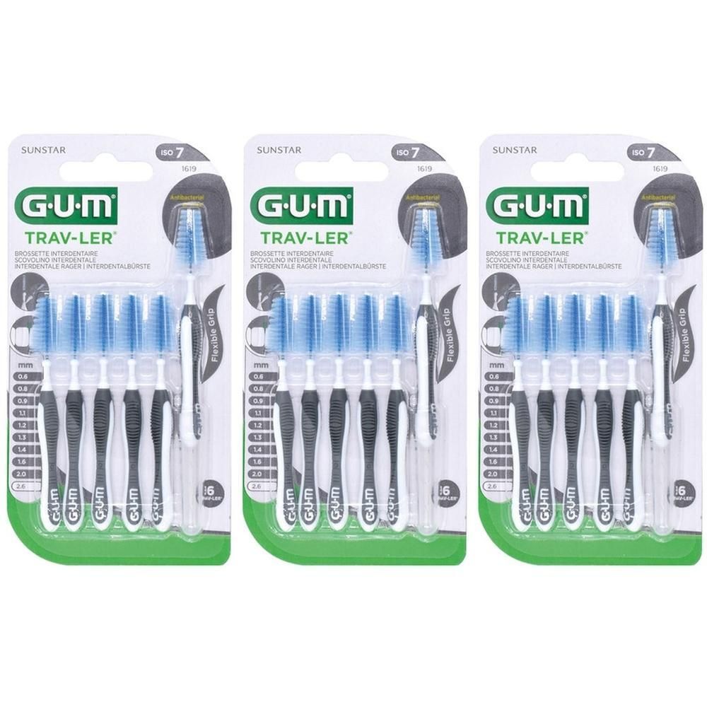 Emballage de 6 brossettes interdentaires GUM® TRAV-LER®, taille 7 (2,6 mm).