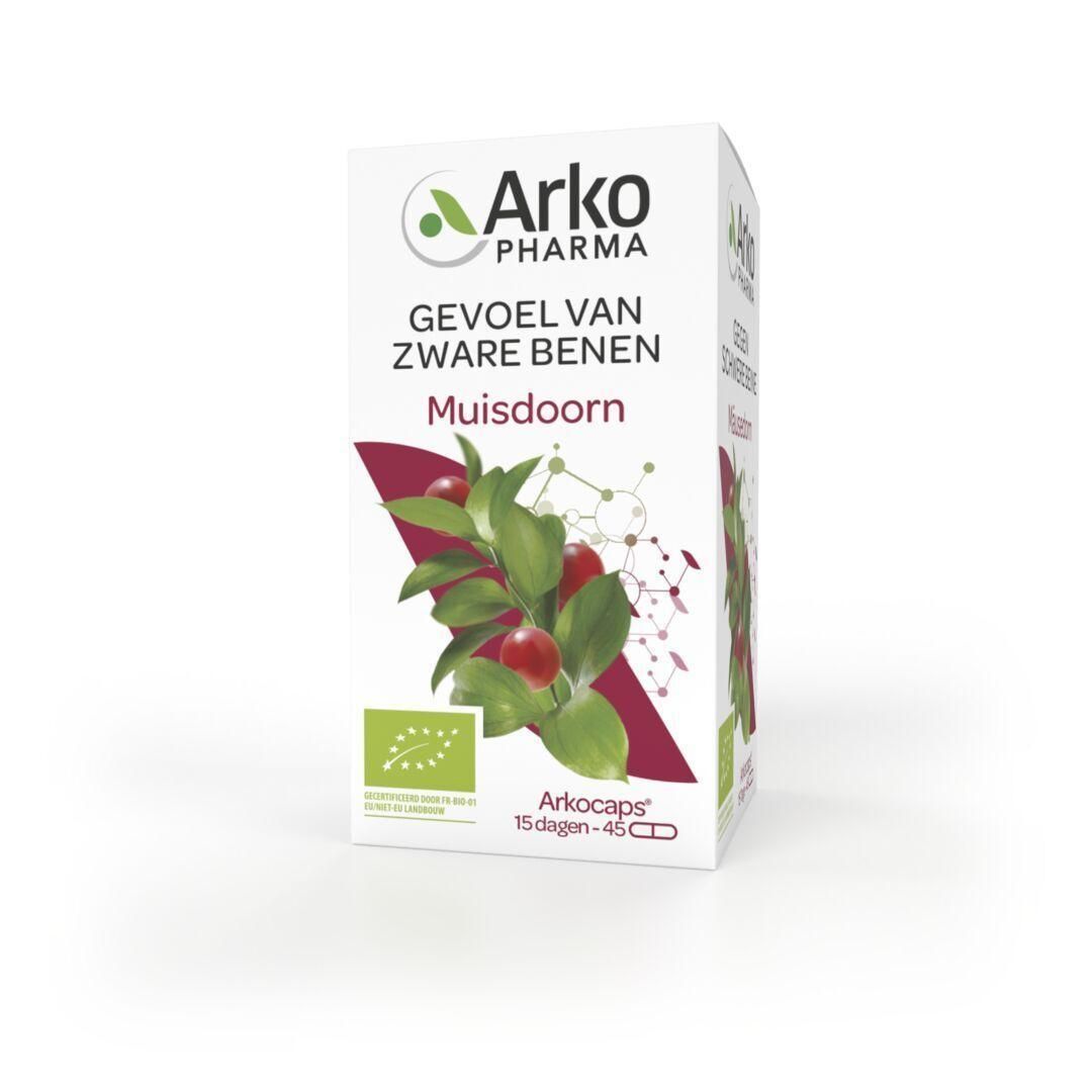 Arko Pharma Muisdoorn Arkocáps doos van 45 capsules voor zware benen.