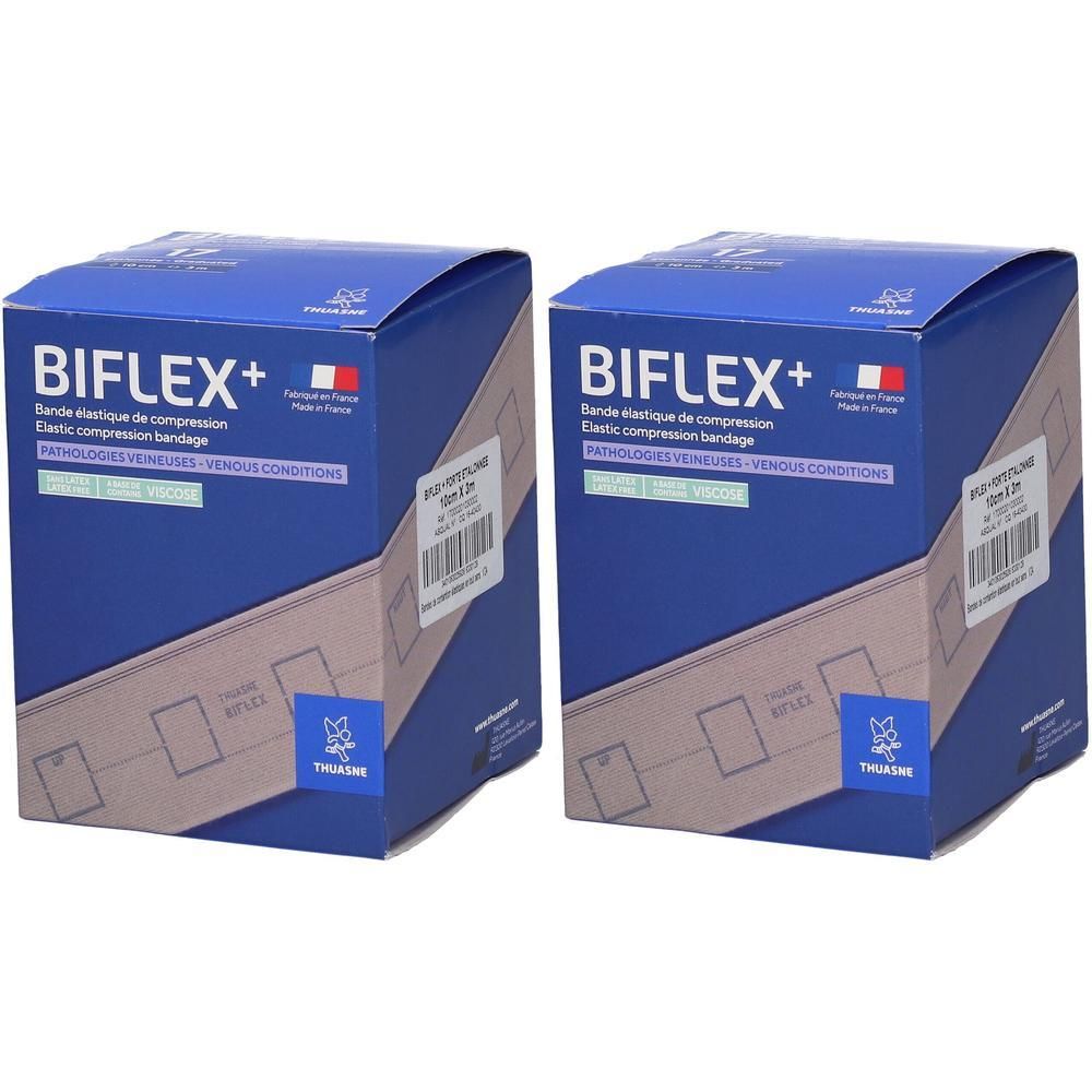 Twee pakken BIFLEX+ beige elastische compressiezwachtels.