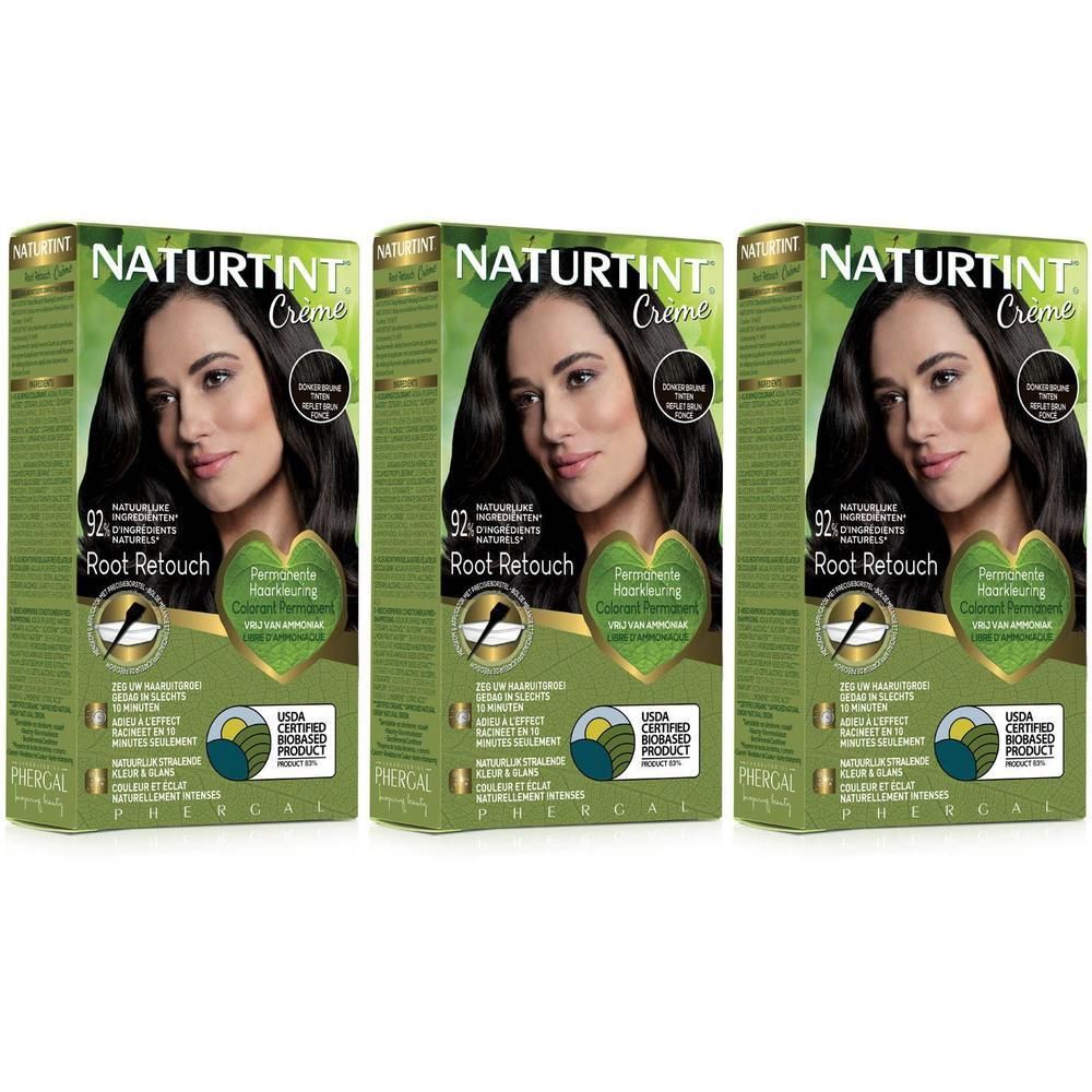 Trois boîtes de Naturtint Root Retouch Brun Foncé.