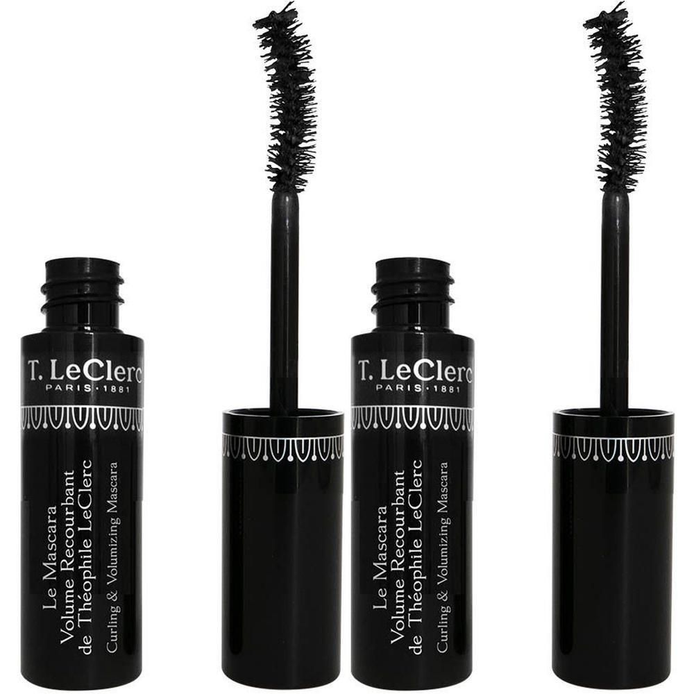 T. LeClerc Mascara Volume Recourbant 01 Noir: Zwarte mascara met borsteltje en flesje.