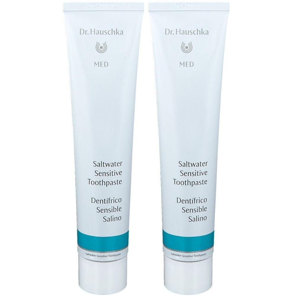 Deux tubes de dentifrice Dr. Hauschka Med Salzwasser Sensibilité.