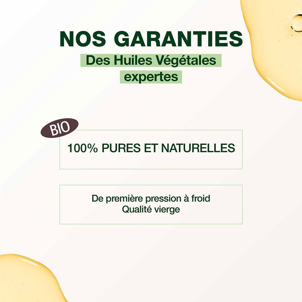 Certifications pour l'Huile Végétale Vanille Bio Pranarôm : 100% pure, naturelle, première pression à froid.