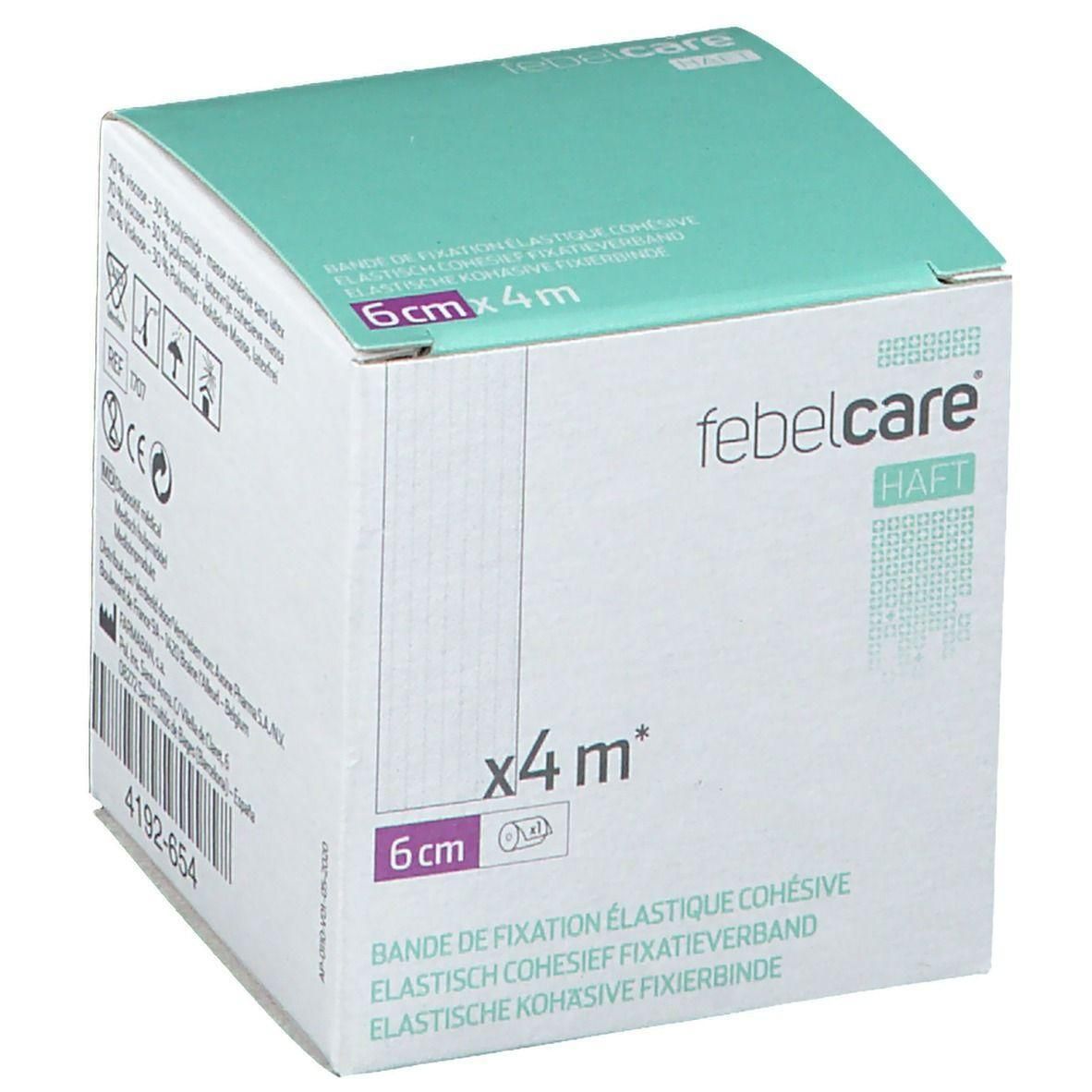 Febelcare Haft fixeerbandage, elastisch en zelfklevend, 6cm x 4m.