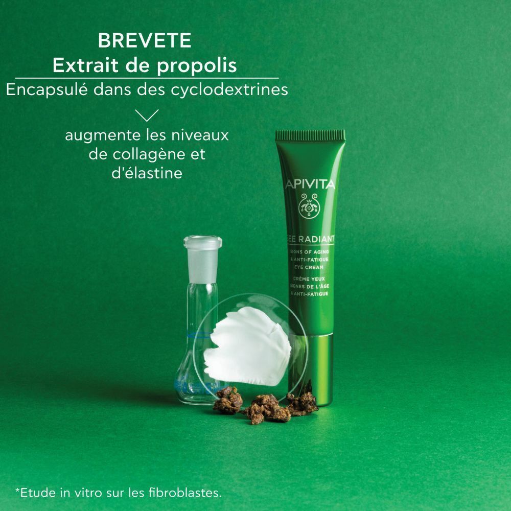 Crème contour des yeux Apivita Bee Radiant avec extrait de propolis encapsulé.