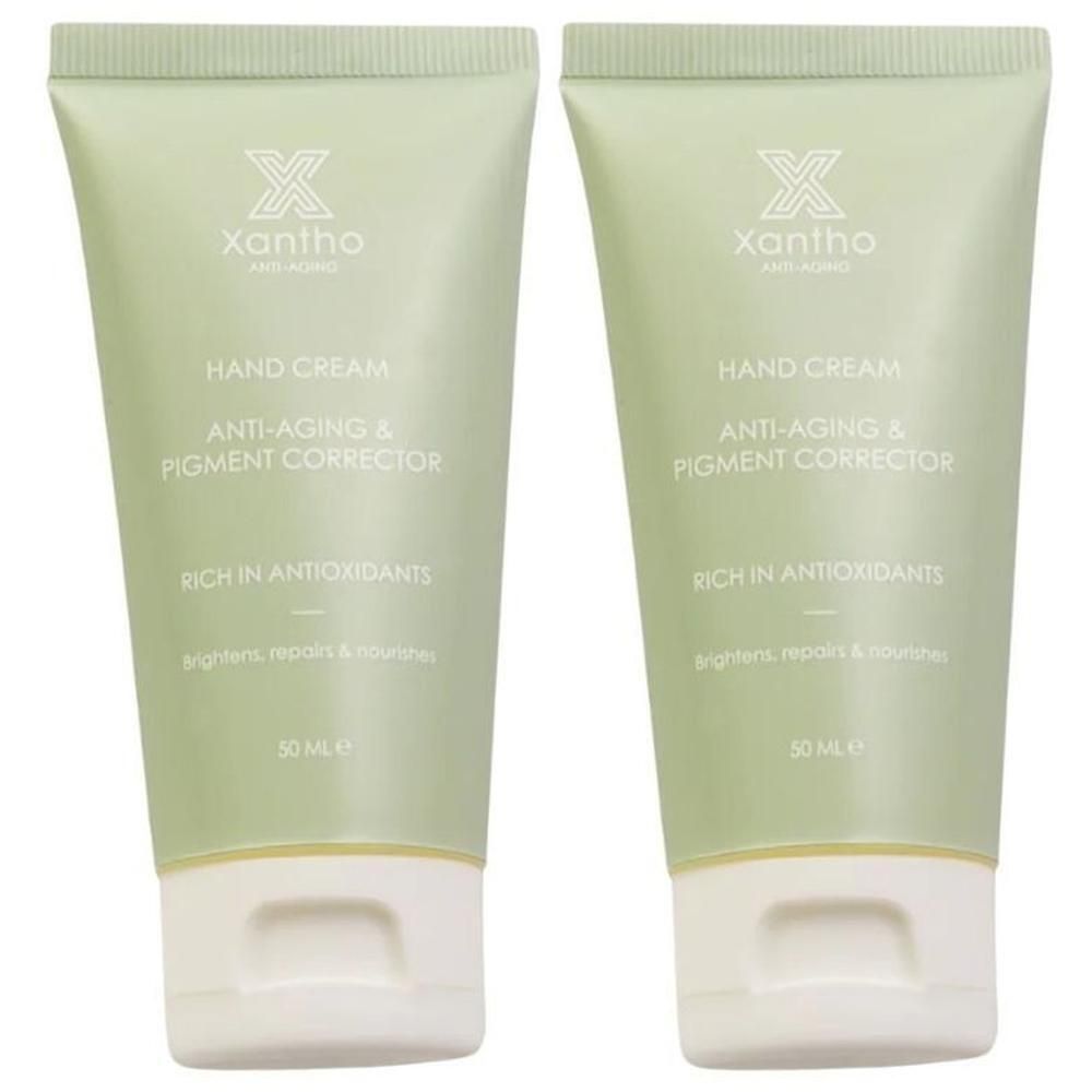 Deux tubes de crème pour les mains Xantho, Anti-Aging & Pigment Corrector, 50 ml.