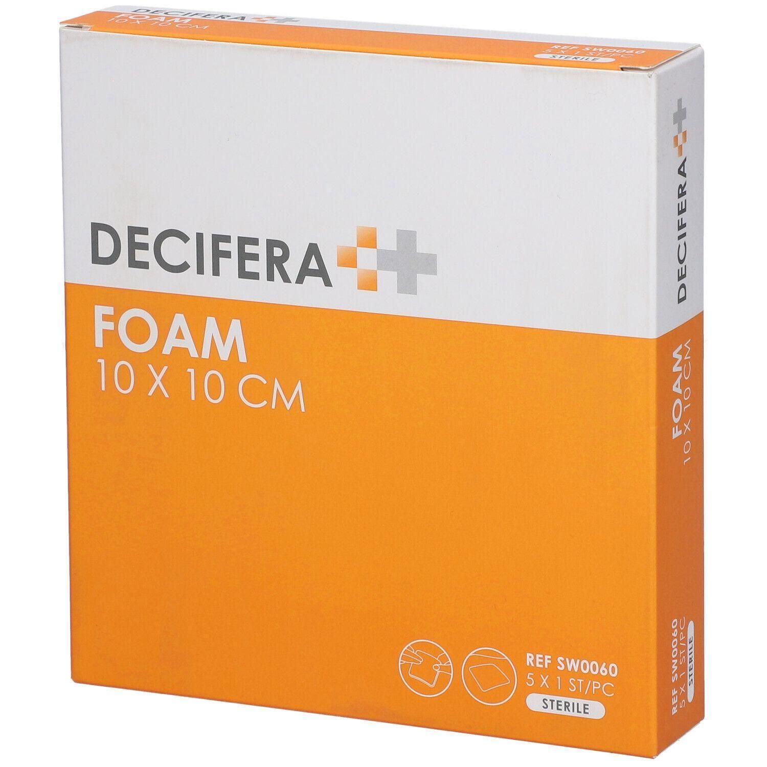 DECIFERA FOAM 10x10cm pansement stérile. Boîte de 5 pièces.