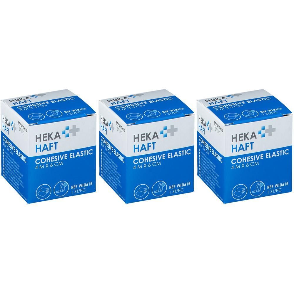Trois boîtes de bande cohésive élastique Heka Haft, 4mx6cm.