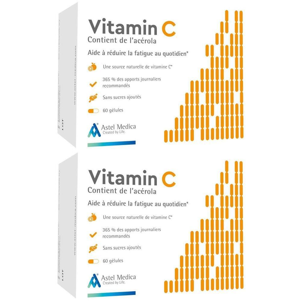 Astel Medica Vitamine C Gélules à l'acérola. Boîte de 60 gélules.