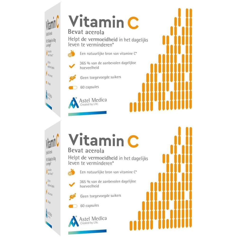Astel Medica Vitamine C Capsules met acerola. Doos van 60 capsules.