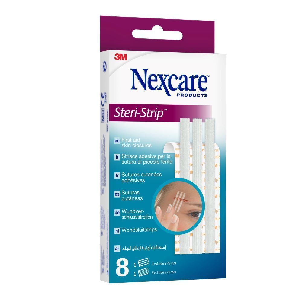 Un paquet de Steri-Strip Nexcare, 8 sutures cutanées.