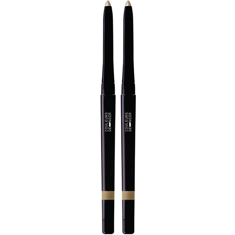 Deux crayons eye-liner noirs avec une extrémité beige.