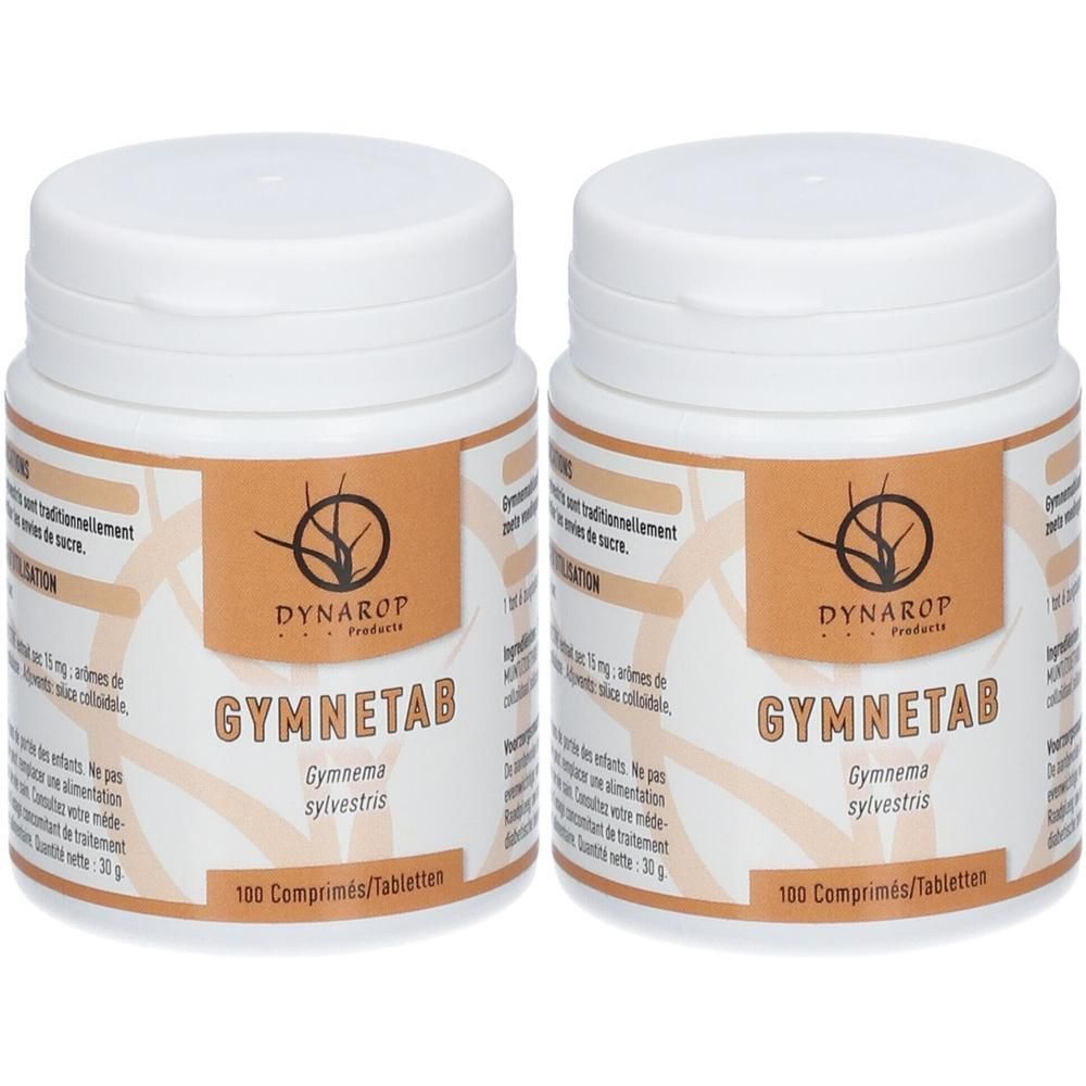 Deux boîtes de Gymnetab contenant 100 comprimés chacune, Dynarop Produits.