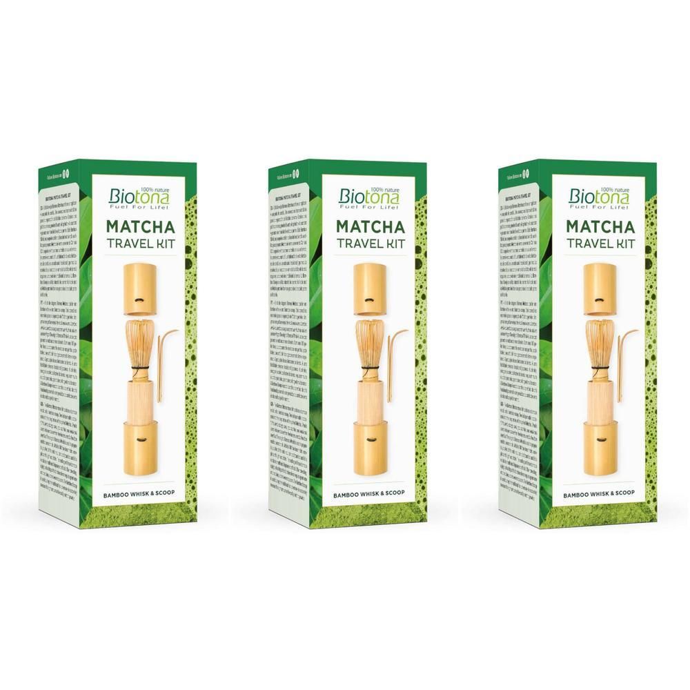 Biotona Matcha Travel Kit: bamboe klopper en schepje.