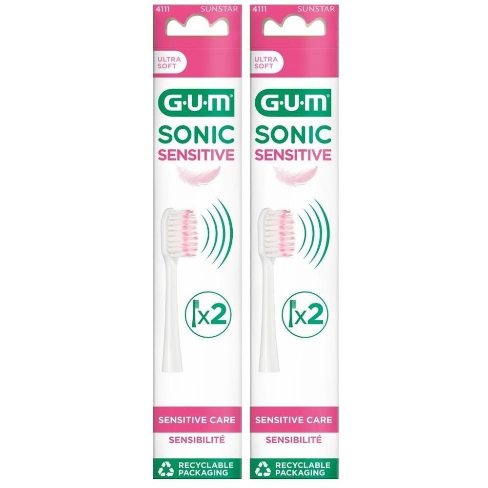Deux paquets de têtes de rechange GUM SONIC SENSITIVE, Ultra Soft.