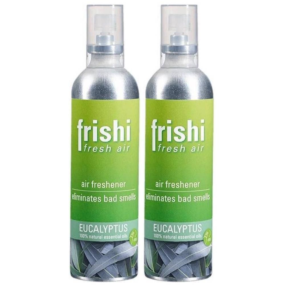 Deux sprays désodorisants Frishi Eucalyptus aux huiles essentielles 100% naturelles.