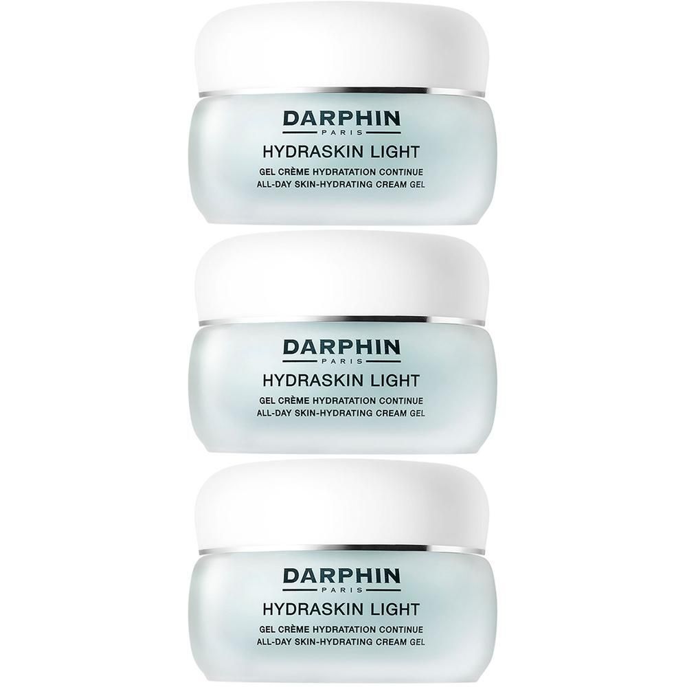 Trois pots de Darphin Hydraskin Light Gel Crème Hydratation Continue.