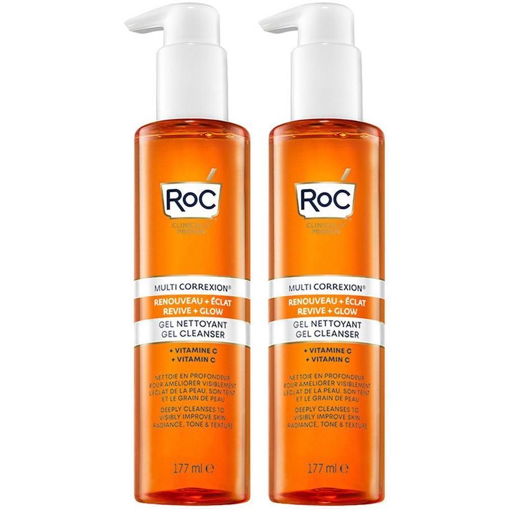 Twee flessen RoC Multi Correxion Gel Cleanser met vitamine C.