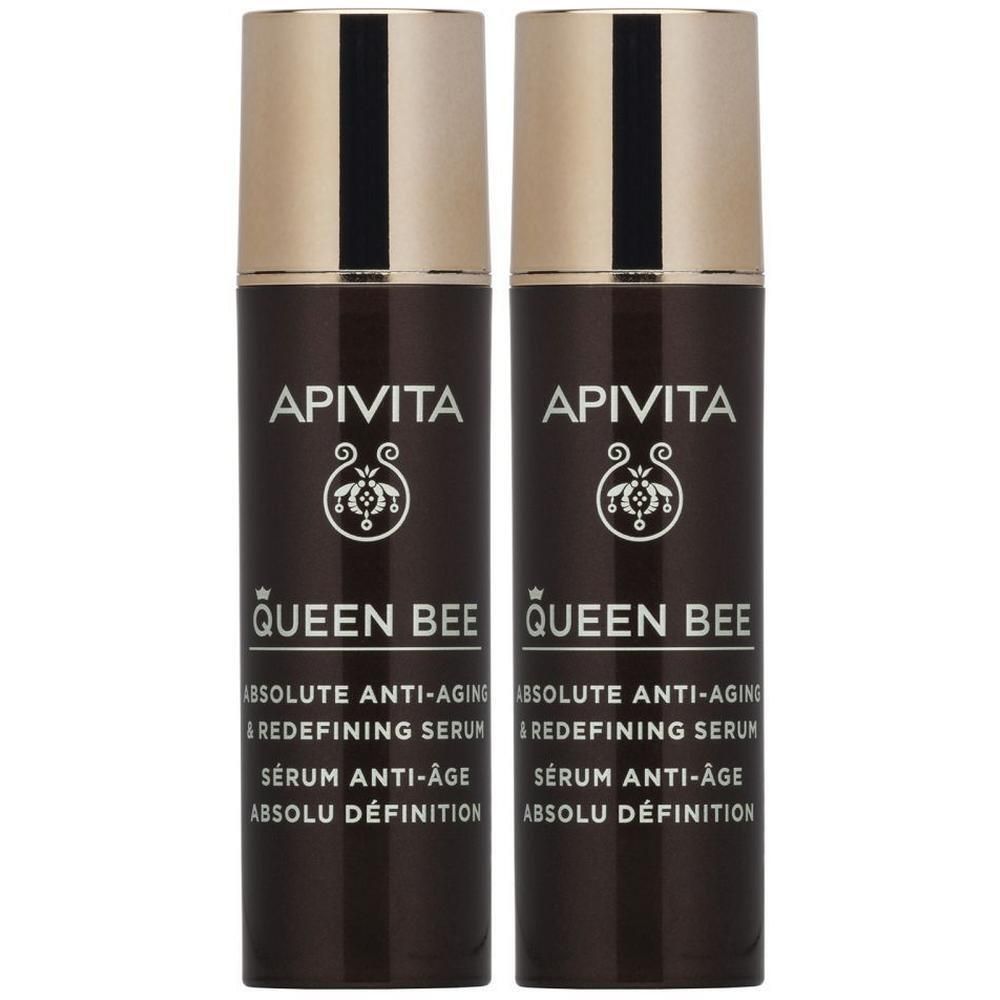 Deux flacons de Sérum Anti-Âge Absolu Définition Queen Bee d'Apivita.