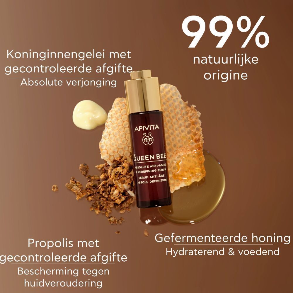 Apivita Queen Bee serum met honingraten, honing en granulaat.
