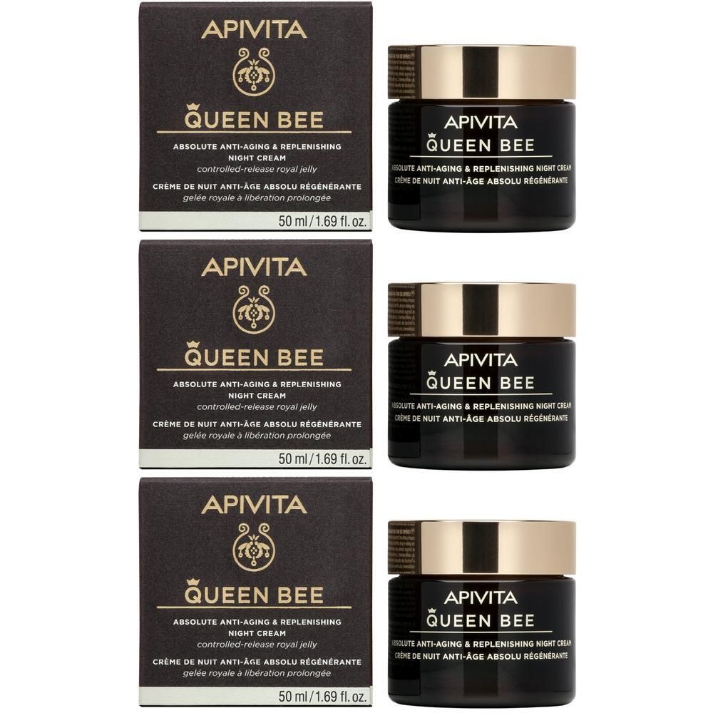 Trois boîtes de crème contour des yeux Apivita Queen Bee, 50 ml.
