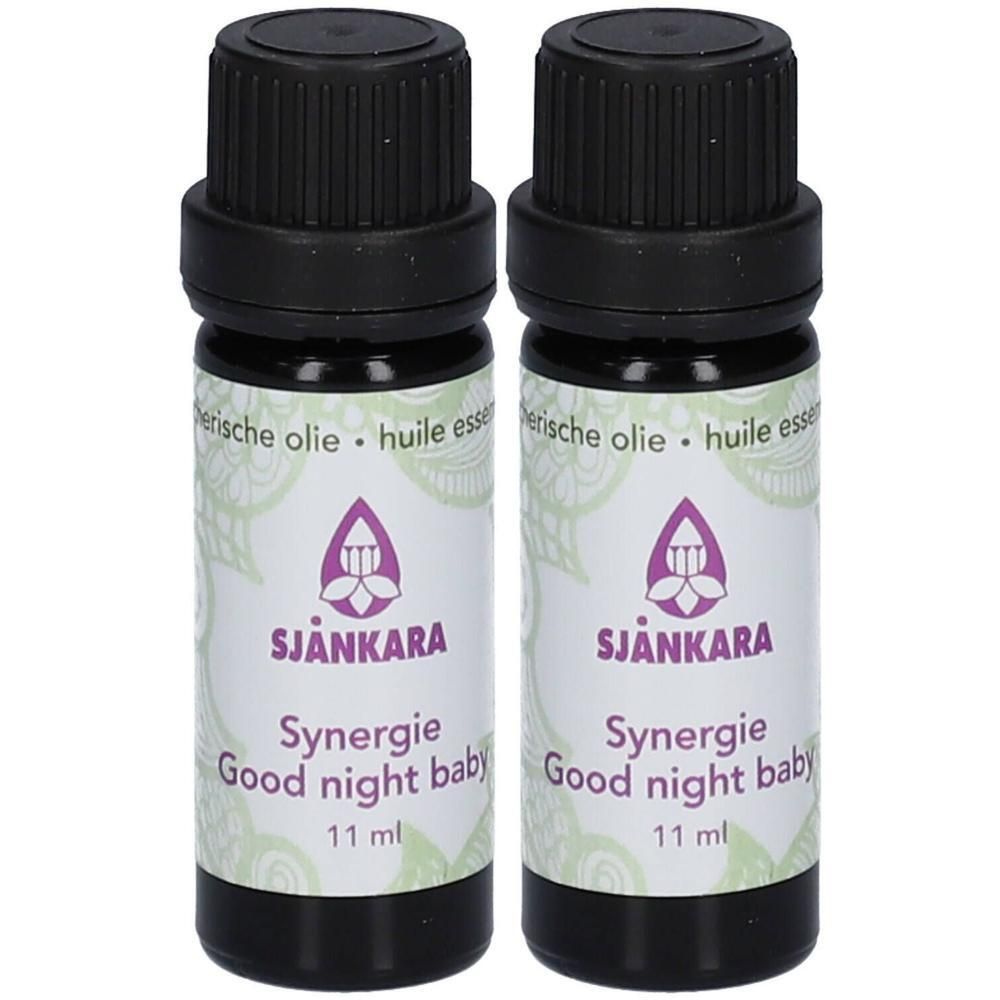 Deux flacons de Sjankara Good Night Baby Synergie, 11 ml chacun.