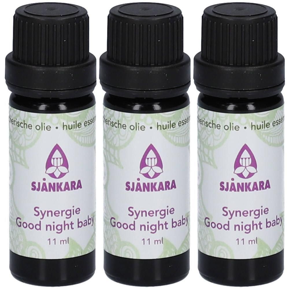 Trois flacons de Synergie Good night baby Sjankara, huile essentielle, 11 ml chacun.