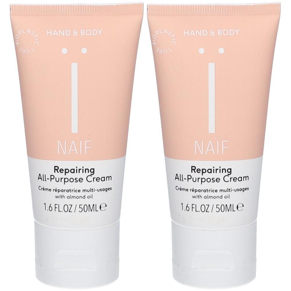 Twee tubes NAÏF® Herstellende Alles-in-één Crème, 50ml.
